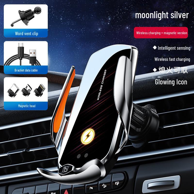 Smart Wireless Charging Car Phone Holder with Auto-Sensing Open/Close for Navigation