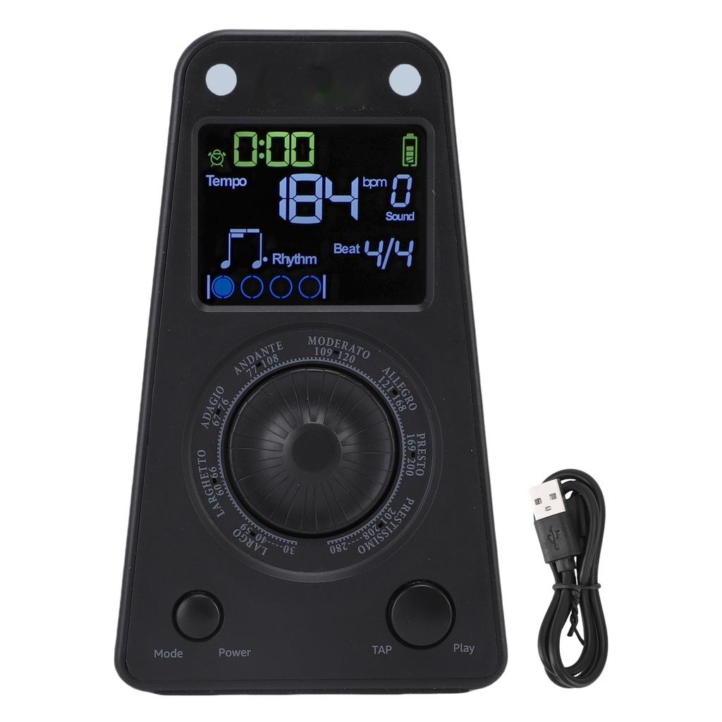 Digital Metronome 10 Tones Electronic Metronome BT Speaker for Piano Violin Ukulele Guitar Black