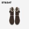 St&Sat/Saturday Plush Short Boots Thick Bottom Thick Heel Warm Versatile Fashion Boots Fashion Winter High Heels Women