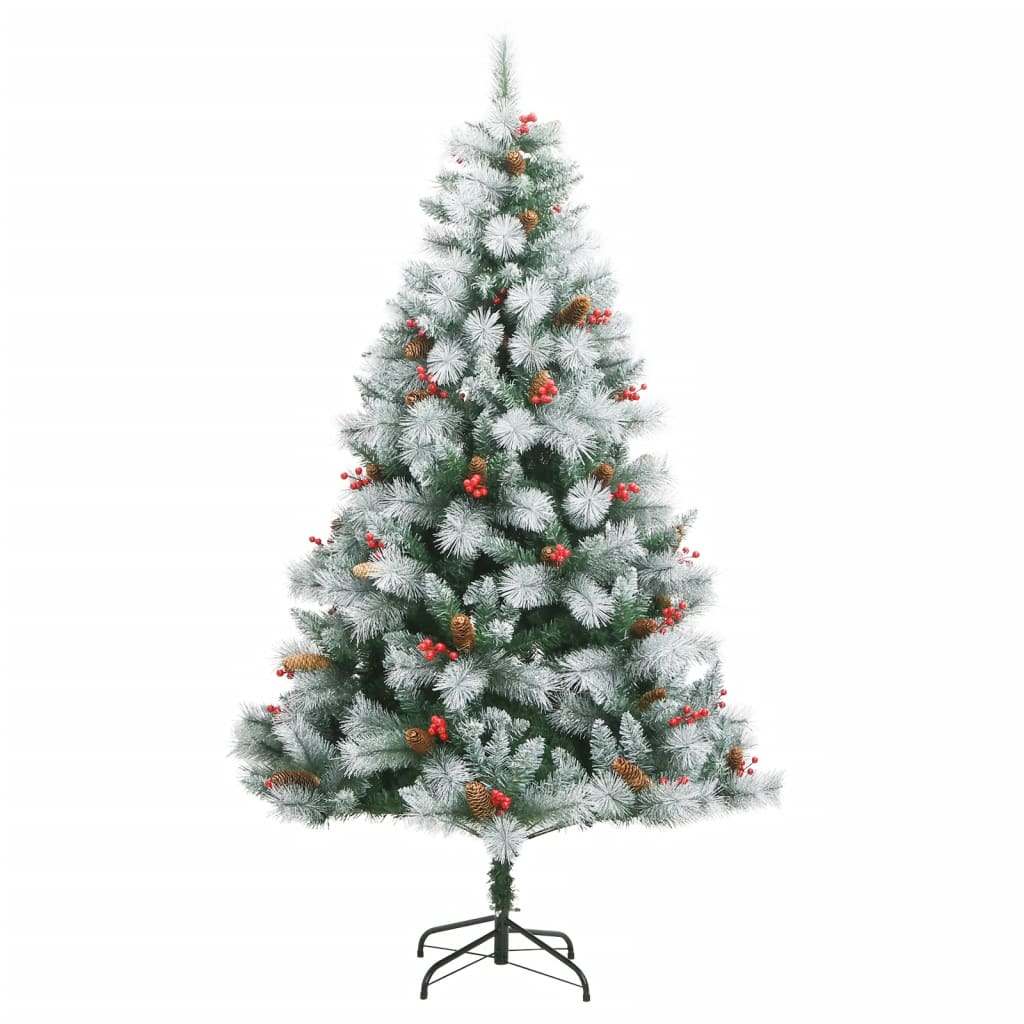 Artificial Christmas Tree Foldable with Pine Cones & Berries 210 cm