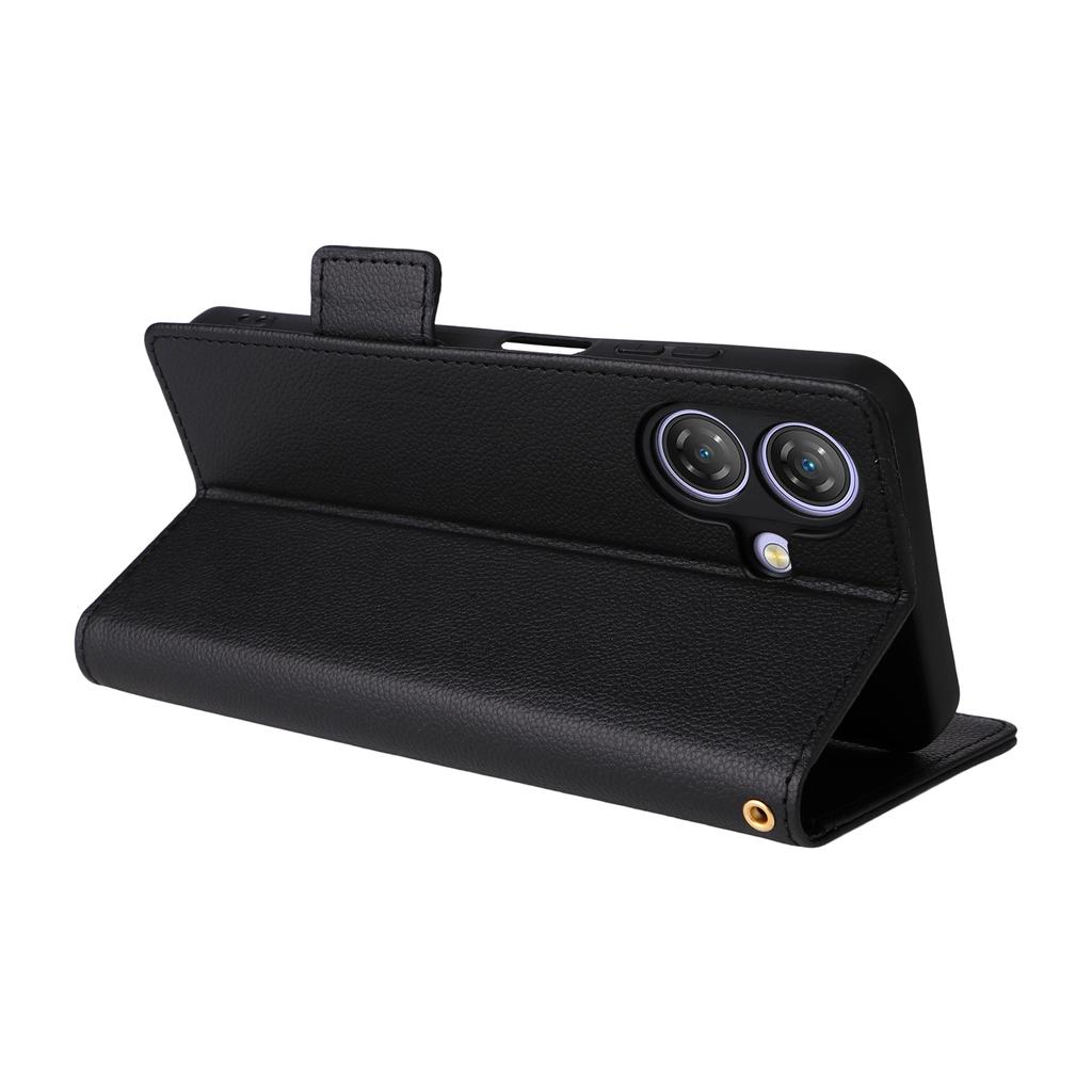 Чехол для Ulefone Note 21 с ремешком на запястье, текстура личи, кошелек из ПУ кожи, чехол для телефона