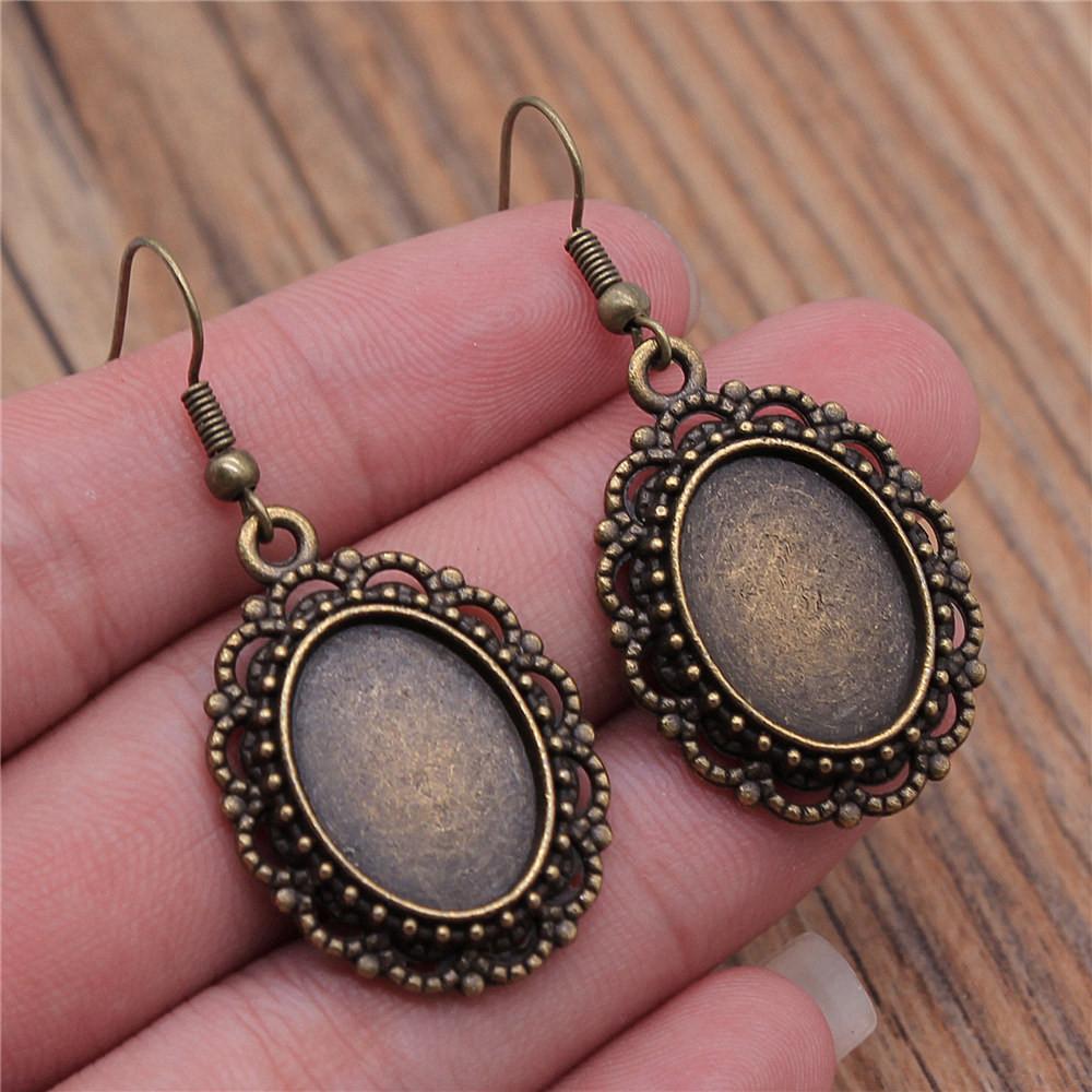 Oval Ear Hook Glass Cabochon Base Setting Tray Drop & Dangle Earring Women's Jewellery Party Boho Findings & Components