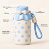 Stainless Steel Thermal Water Bottle Polka Dot Drinking Straw Cup  Sports Activities