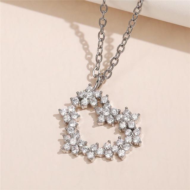 New 2022 Heart Necklace Series for Women Luxury Silver Color Chain Pendant Necklace with CZ Wedding Trend Eternity Jewelry
