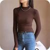 Women's Autumn Slim Bottom Half High Neck Thin Long Sleeve Top