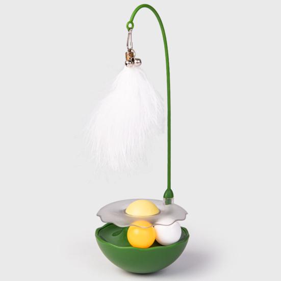 Interactive Cat Feather Toy Automatic Cat Toy Catnip Ball Feather Toy with Track Balls Bells for Indoor Cats Exercise Entertainment