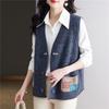Новые весенне-осенние наряды Женский национальный новый китайский стиль Свободный приталенный Для среднего и пожилого возраста Вязаный кардиган Жилет