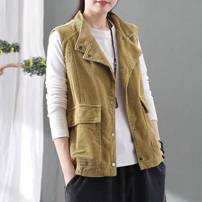 Женский весенний повседневный вельветовый жилет в стиле ретро