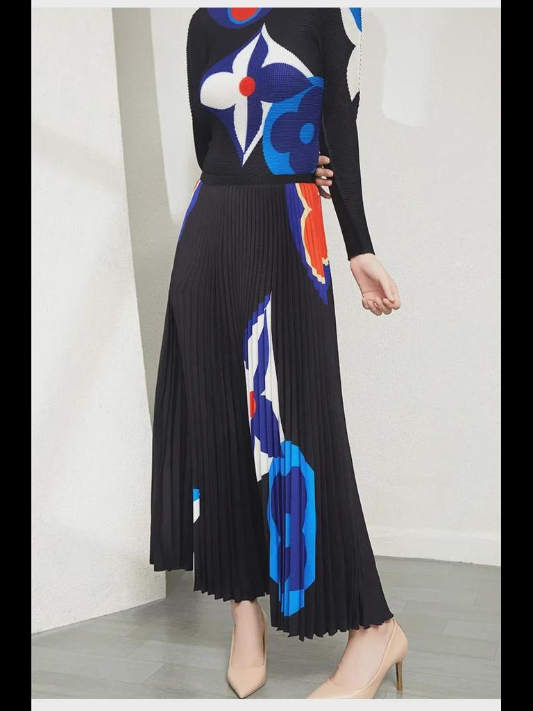 Женский костюм-двойка с плиссированной юбкой в стиле ретро, весна/осень 2024 г.