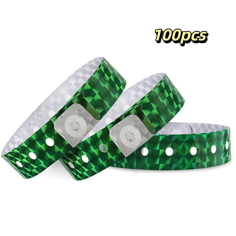 Holographic Event Wristbands 50/100Pcs Waterproof Adjustable Snap Shiny for Birthday Party Club Entry Check Event Use