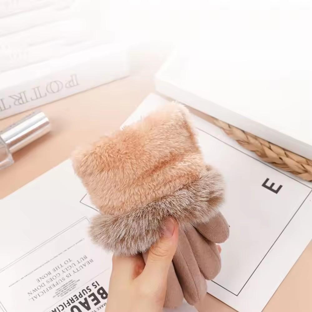 Теплые кашемировые перчатки-бантики для женщин на зиму, корейские, противоскользящие, с сенсорным экраном, простые пальчиковые перчатки, элегантные и модные перчатки