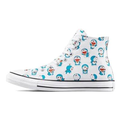 Doraemon x Chuck Taylor All Star High Кроссовки унисекс с принтом Doraemon по всей поверхности Белый гавайский-золотой фламинго A15791C