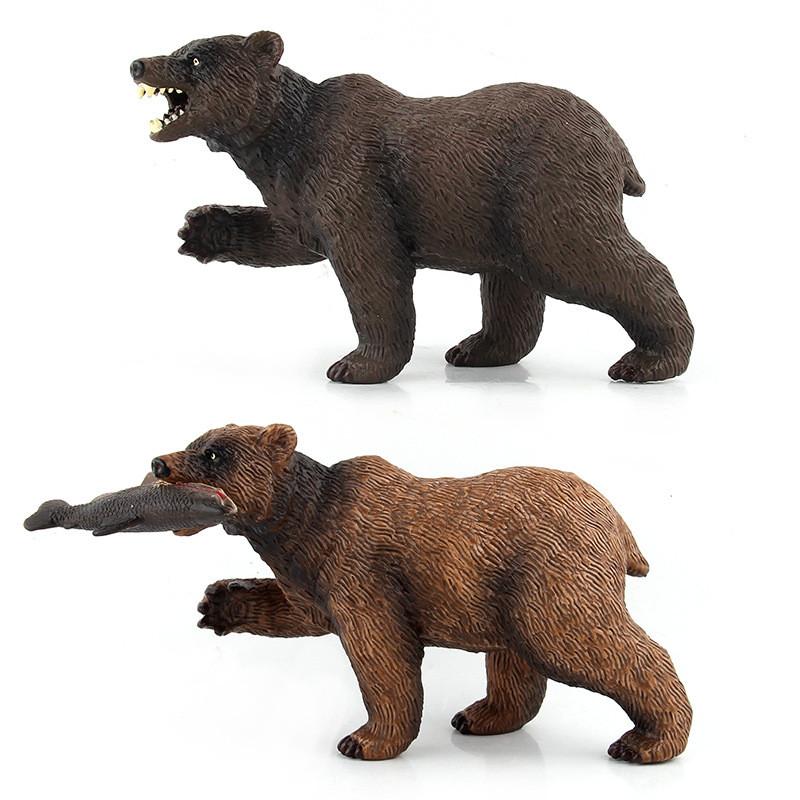 Authentic Forest Animal Figurines Black Bear And Brown Bear Realistic Toy Set