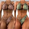 Бикини с принтом под змею, раздельный, сексуальный и модный, с вырезами, купальный костюм, женский костюм, модная пляжная одежда для плавания