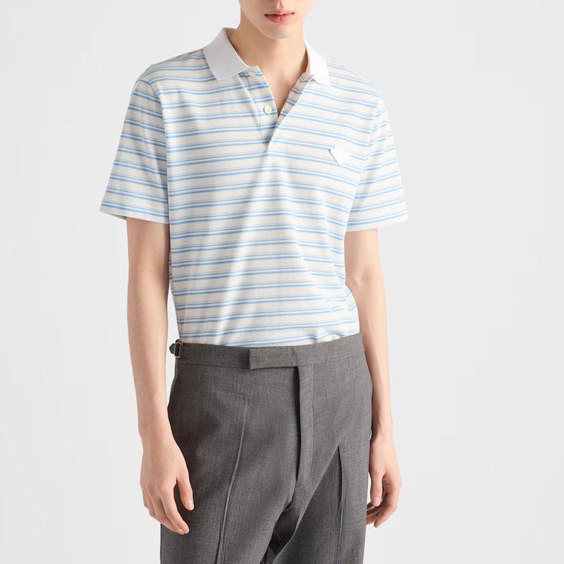 PRADA Short Sleeved Striped Polo Shirt UJN765-17KS-F0W3B-S-WMO