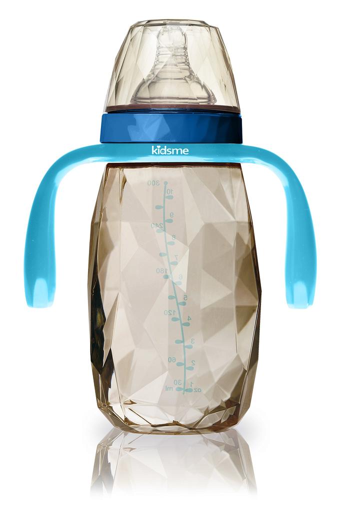 Kidsme PPSU Diamond Bottle 300ml with Handle Around 6 Months The First Baby Aquamarine (kidsme) ~ World's Diamond-shaped Bottle!