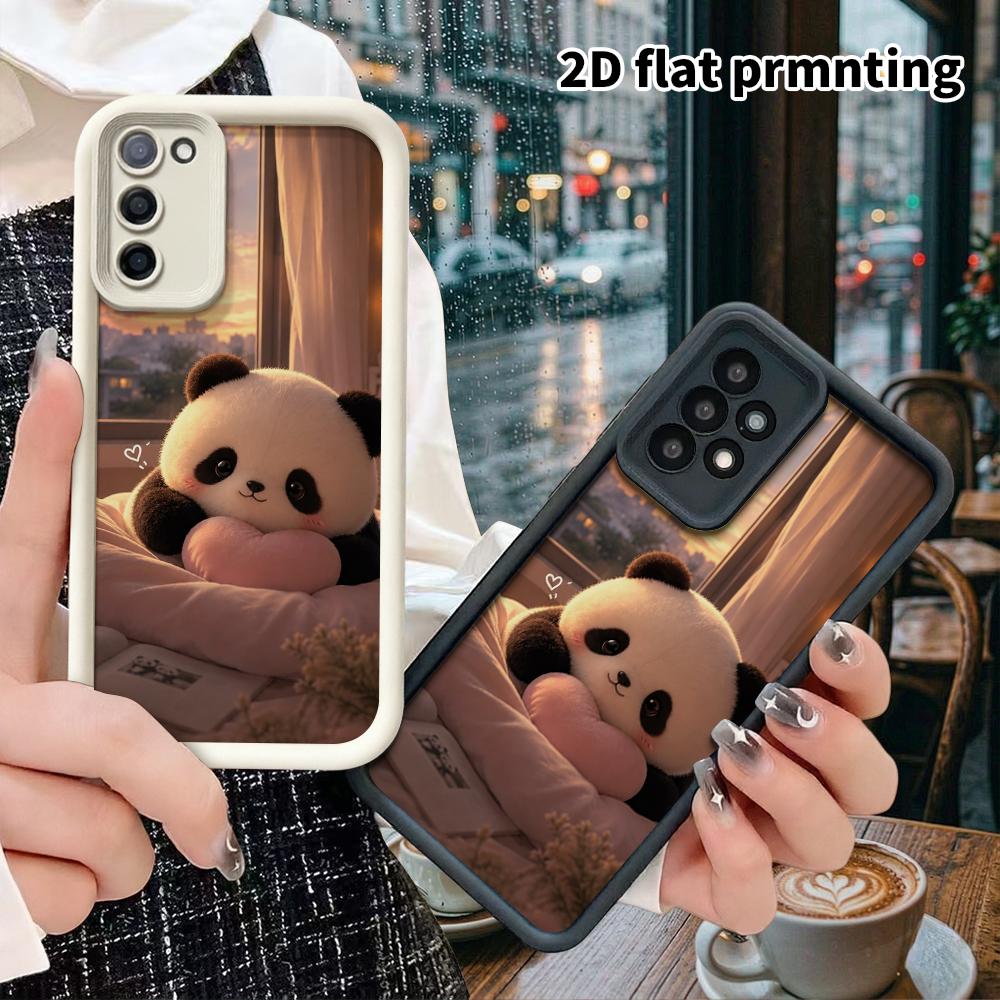 Phone case: 2D flat Samsung Galaxy A34 A35 M05 M06 S20 S22 S21 FE Plus 5G protective case, heart panda, perfect Christmas and Halloween holiday gift