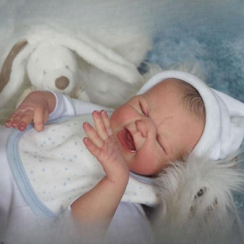 19 Inch Lifelike Reborn Baby Doll First Cry Soft Touch Cloth Body Newborn Babies Doll Real Looking Asleep Simulation Dolls for Kids Toddler Xmas Gifts