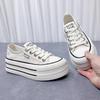Сетчатые дышащие маленькие белые туфли женские 2025 лето новые популярные универсальные маффины толстая подошва увеличивающие рост повседневные парусиновые туфли