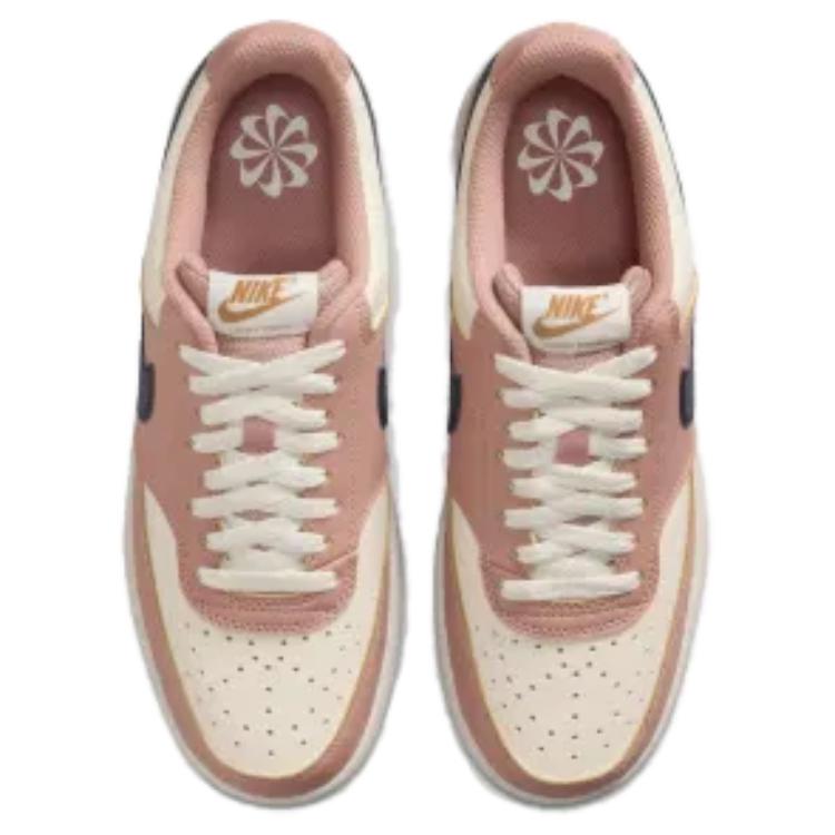 Nike Court Vision Low Next Nature Particle Pink Midnight Navy Women Sneakers Pale-Ivory Metallic-Gold DH3158-606