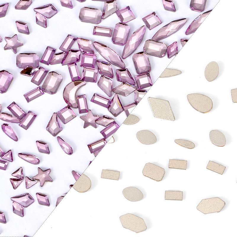 Плоское дно специальной формы, бриллиантовая звезда, луна, капля воды, звездчатый анис, бриллиантовый кристалл, пудра, стекло, сделай сам, украшения для ногтей