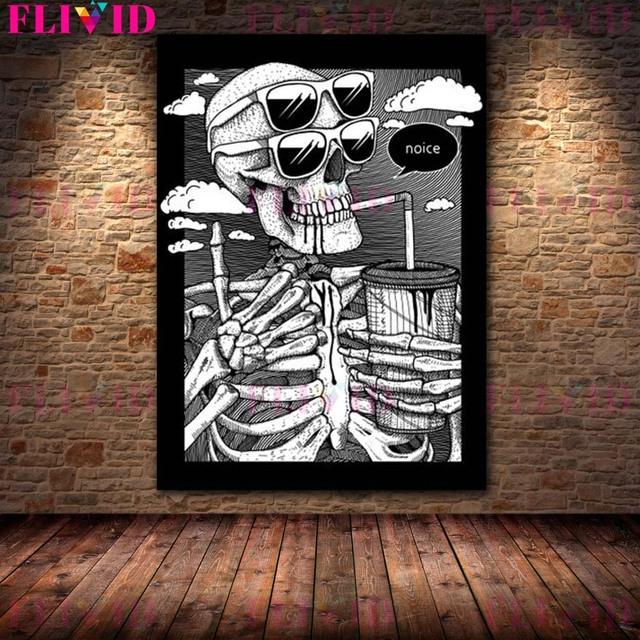 Готический Забавный Скелет Любовь Скандинавский Плакат Покерная Карта Гостиная Настенная Живопись Художественная Картина Маслом