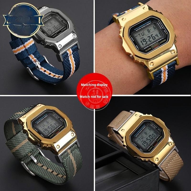 16-мм нейлоновый ремешок для Casio DW5600 GWM5610 GA110 GA2100 GA-700 Мужские наручные часы для активного отдыха Модифицированный металлический адаптер Аксессуары