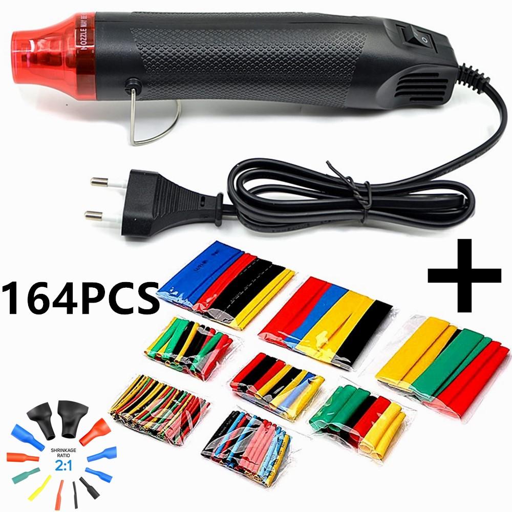 164 шт./530 шт. термоусадочные трубки, изоляционные термоусадочные трубки, ассортимент электронных полиолефиновых проводов, комплект кабельных муфт, тепловая пушка