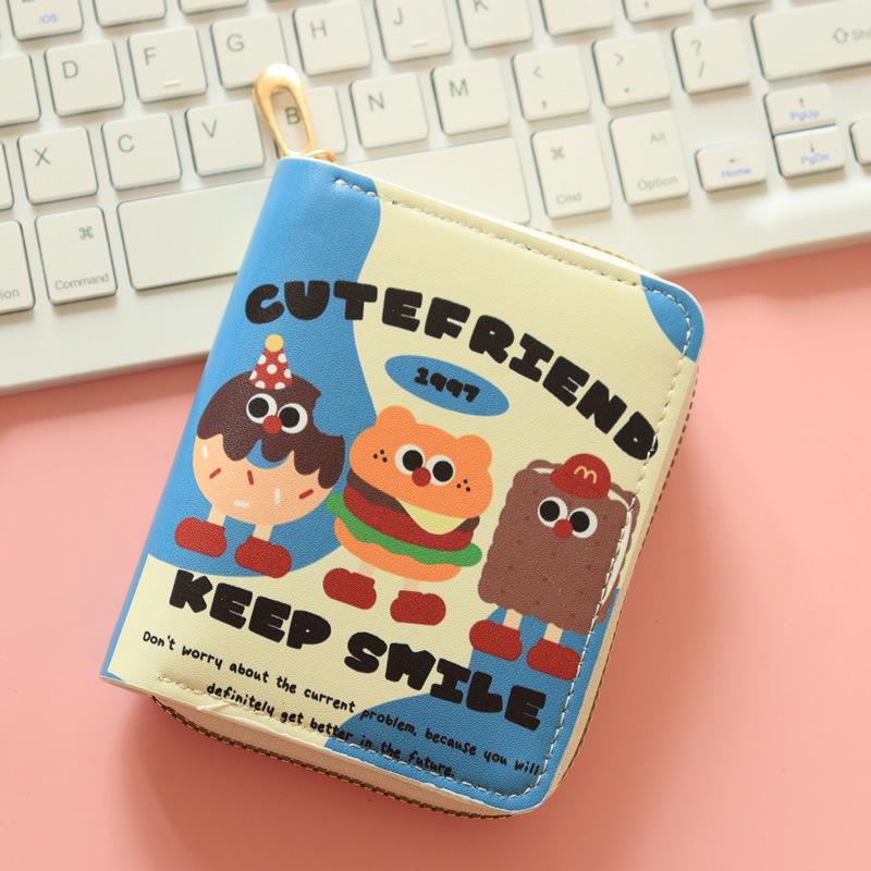 Кошелек для монет в виде милого корейского мультяшного гамбургера - аниме-кошелек на молнии и держатель для карт для студенток (2025)