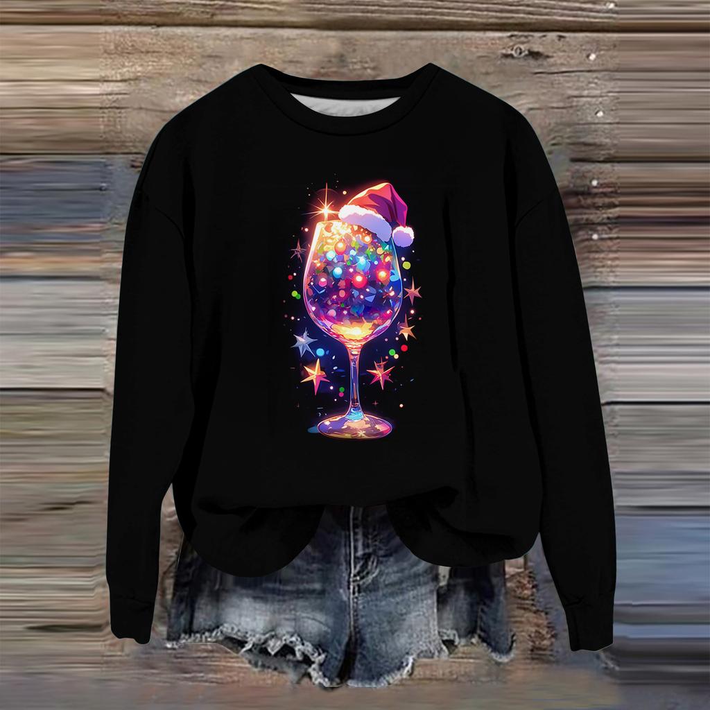 Женская мода с принтом, длинный рукав, свободный круглый вырез, свитшот, осень