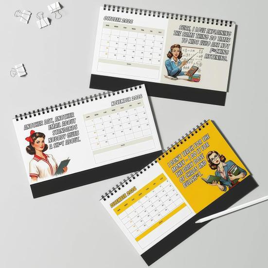 Yousheng 2026 Funny Teacher Swear Desk Calendar 12 Months of Humorous Rants & Motivational Quotes Daily Encouragement Gifts for Educators