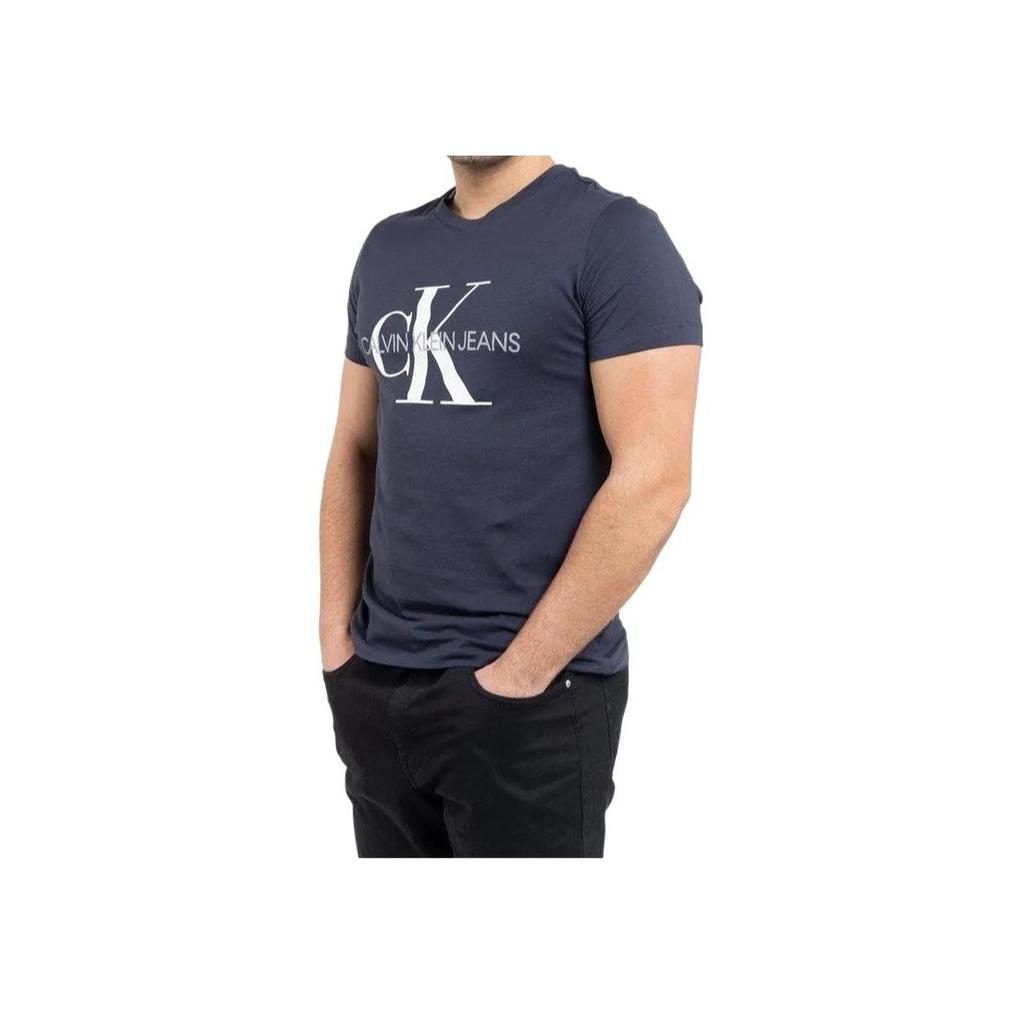 Calvin Klein Удобная универсальная футболка с коротким рукавом и буквенным принтом, мужские топы, темно-синие J30J314314-CHW