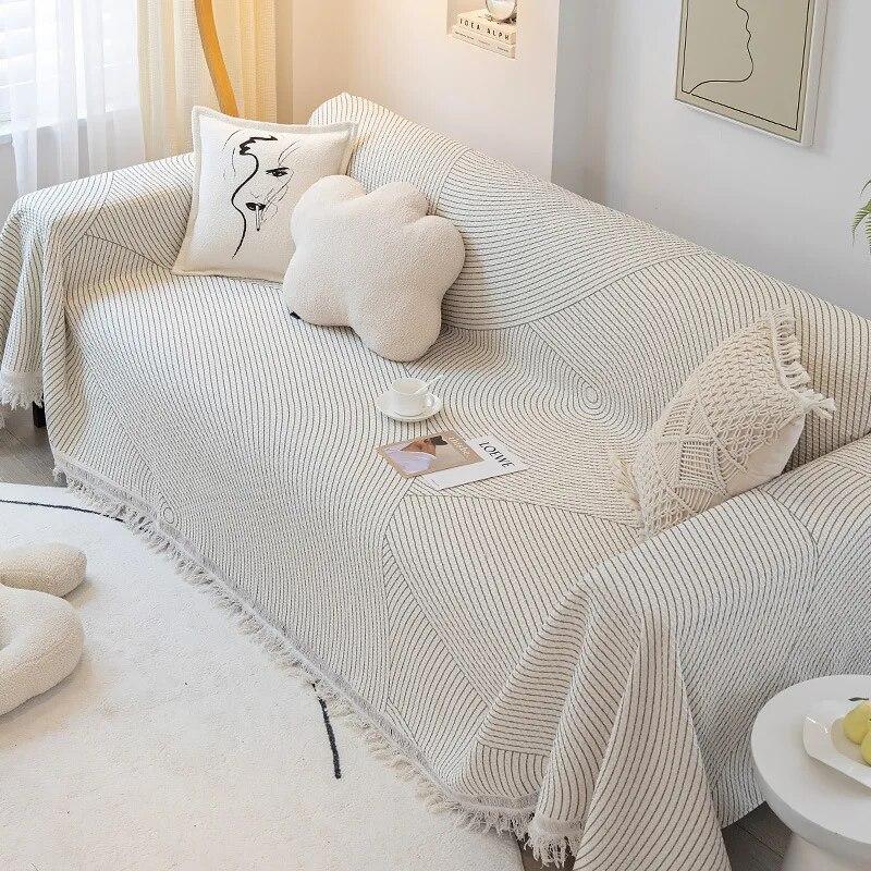 Вязаное одеяло для дивана, скандинавское простое однотонное хлопковое одеяло с хлопковой нитью, защитный чехол для дивана, покрывало, гобелен для отдыха, одеяло для пикника