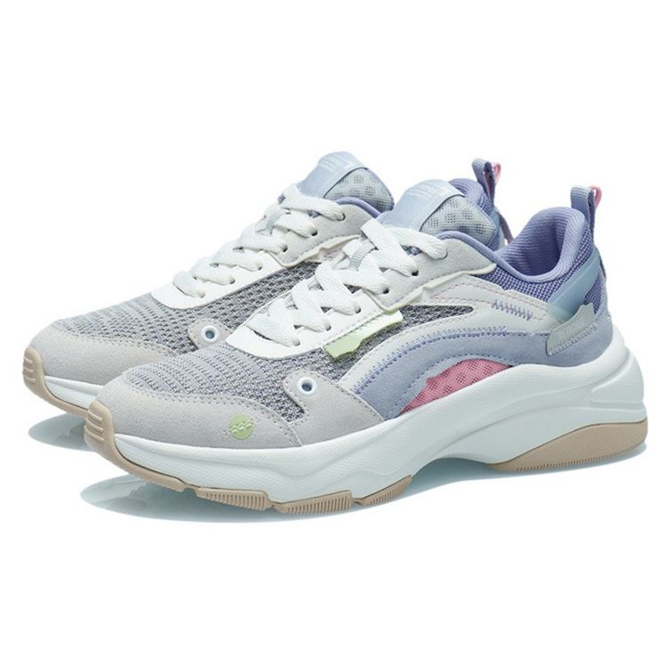 Li-Ning Амортизирующие нескользящие прочные низкие повседневные туфли женские кроссовки серо-белые AGCR326-3