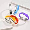Vnox Free Customizable Engraving Adjustable Silicone Bracelet with Stainless Steel Plate, Soft Rubber Bangle Wristband for Men