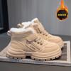 Зимние детские ботинки для мальчиков и девочек, обувь на платформе, модные повседневные кроссовки в корейском стиле для детей, теплые меховые ботильоны для девочек от 4 до 12 лет