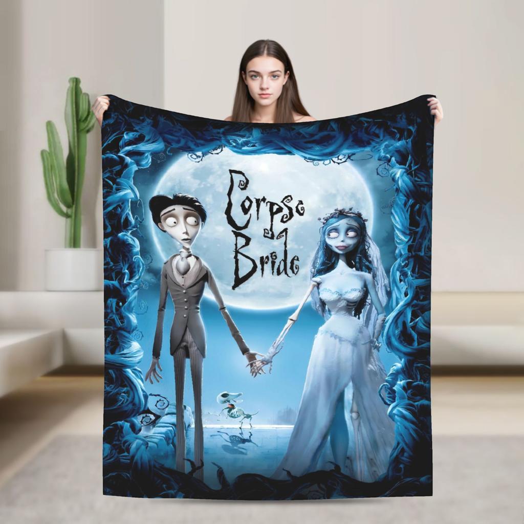 Anime Movie C-Corpse Bride Blankets Warm Soft Pattern Plush Bedding Throws For Kids Adult Bedroom Flannel Bedspread Bed Cover
