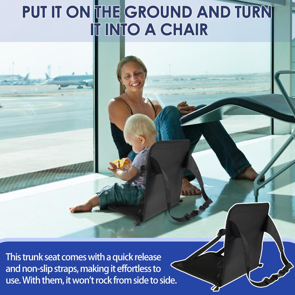 Детское дорожное сиденье с ремнем безопасности, Дорожное сиденье-переноска для детей для багажной тележки, Портативное складное детское сиденье, Нескользящая переноска для малышей