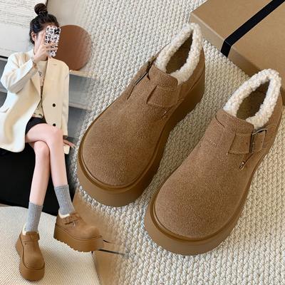 Женские зимние ботинки на меху, туфли на платформе и платформе, ботильоны, зимние новые теплые короткие плюшевые ботинки для ходьбы, удобные женские повседневные ботинки Zapatillas
