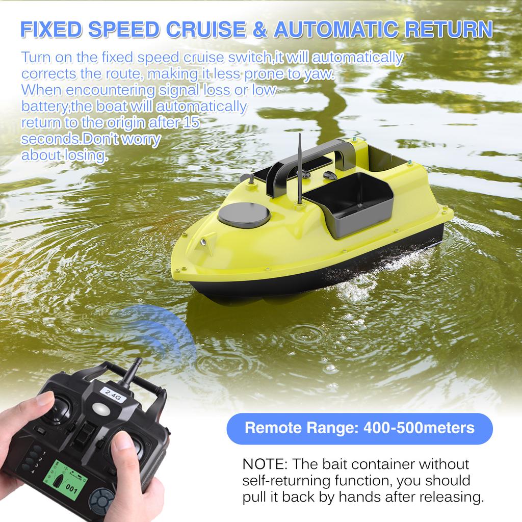 GPS Fishing Bait Boat with 3 Bait Containers Automatic Bait Boat with 400-500M Remote Range