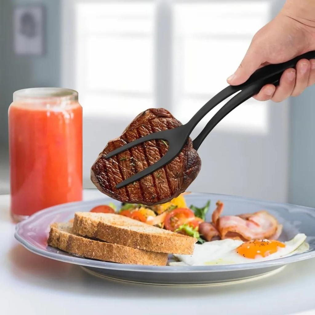 1 in 1 Grip Flip Spatula Tong Nonstick Turner for Burgers Steaks Pancakes French Toast Omelets Hash Browns Kitchen Tools 1Pc