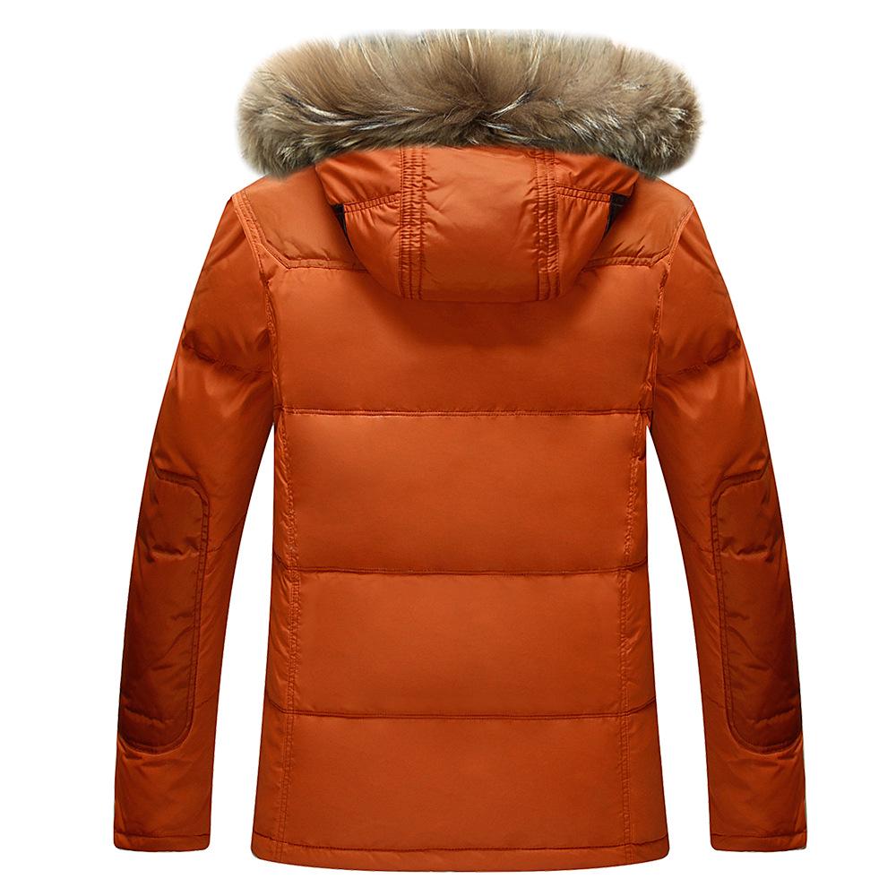 Winter Down Coat Men's Button Zipper Design Fur Collar Hooded Down Jacket Thick Warm White Duck Down Coat Parka Brand Men Clothing