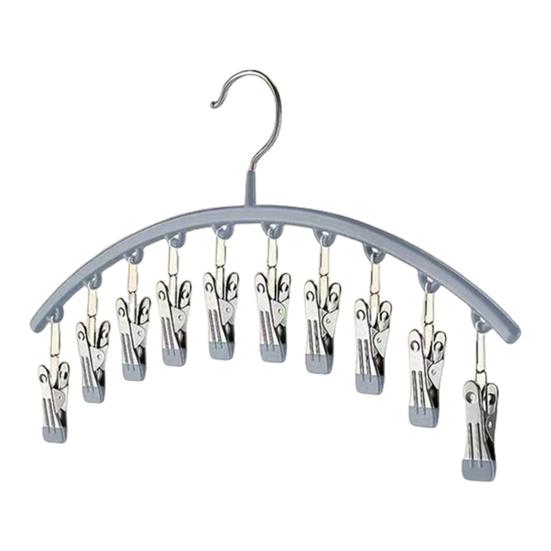 Вешалка для хранения в шкафу с 10 зажимами, большая вместимость, прочная, несущая, ветрозащитная, многофункциональная