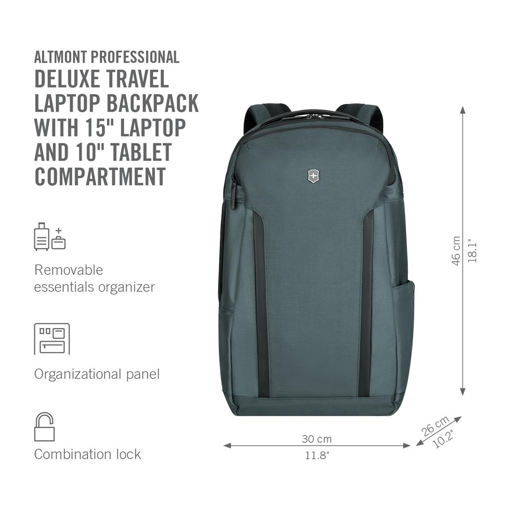 Altmont Professional Deluxe Travel Laptop Backpack with Detachable Organizer Rucksack for Business Business Travel Lightweight Durable Simple 15 Inch