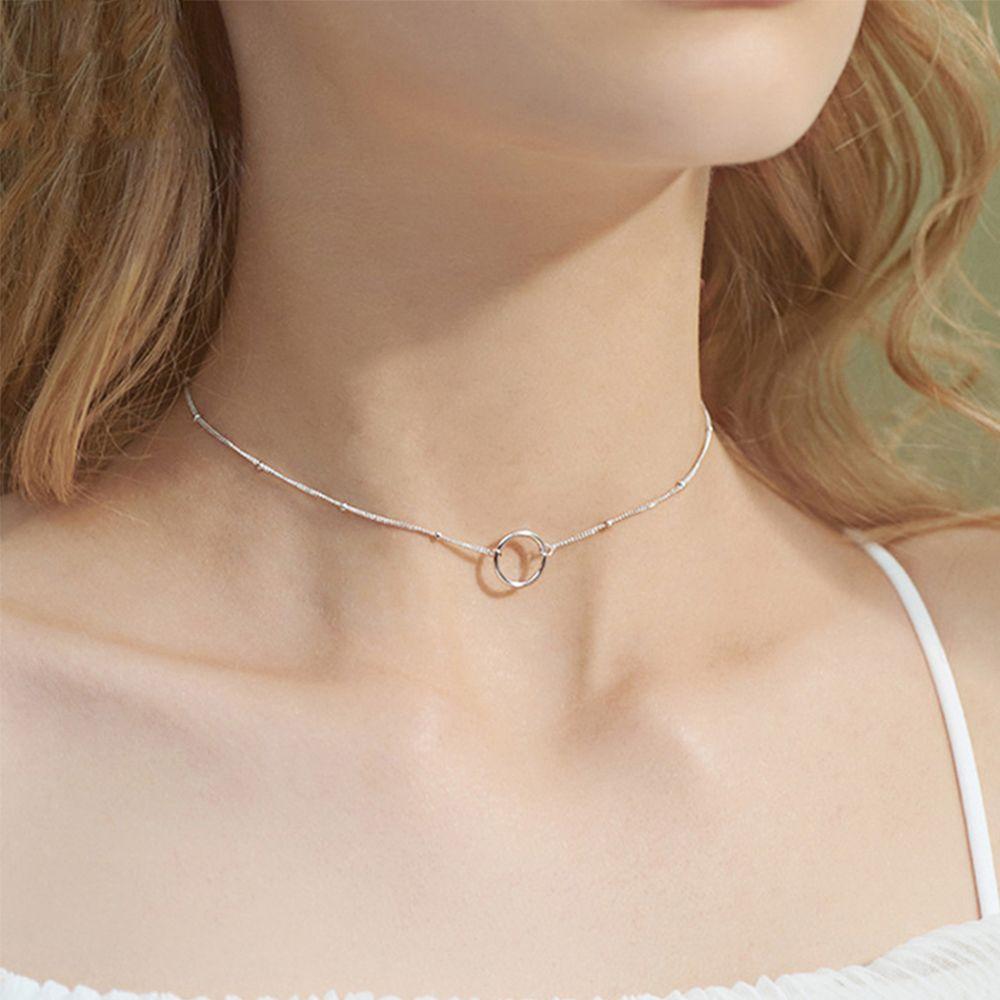 Круглое ожерелье из стерлингового серебра 925 пробы с подвеской в виде ключицы, элегантное женское ювелирное изделие