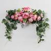 Искусственная гирлянда из пионов с зелеными листьями, свадебная вечеринка, цветочная арка, приветственная табличка, декоративная цветочная гирлянда, декор для дверного проема, стены, окна