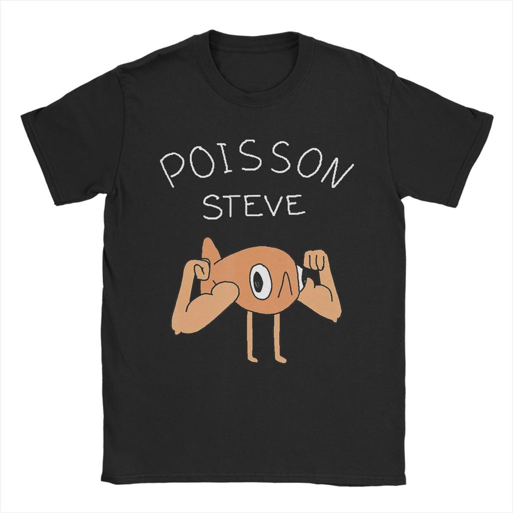 Fish Le Poisson Steve Meme Men T Shirt Casual Tee Shirt Short Sleeve Round Neck T-Shirts Pure Cotton Birthday Present Clothes