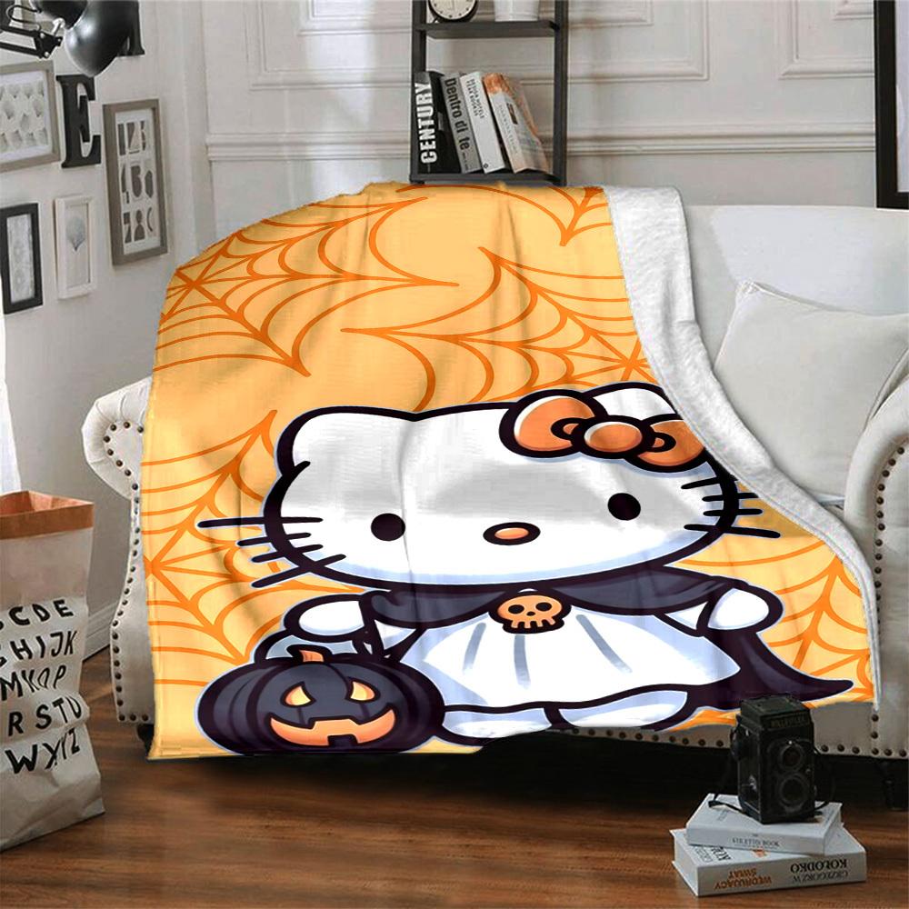 1 шт. Плед Хэллоуин Hello Kitty Легкий фланелевый плед для дивана, кровати, путешествий, кемпинга, гостиной, офиса, дивана, кресла