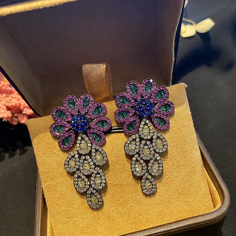 2022 Роскошные серьги из серебра 925 пробы с иглами, микро-набор AAA, циркон, камень, цветок, серьги для женщин, свадебные, помолвочные, украшения на день рождения