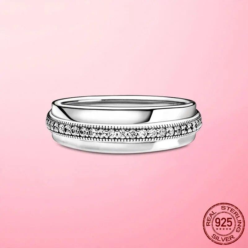 Кольца на палец Lucky, настоящее серебро 925 пробы, тройное кольцо с паве, женское кольцо для женщин, свадебное обручальное ювелирное изделие, подарок